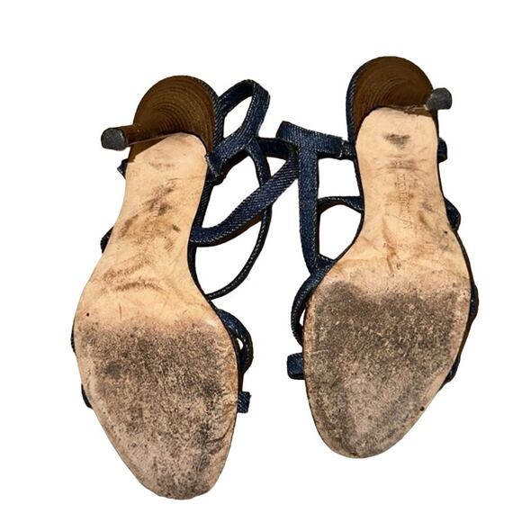 Manolo Blahnik Denim Crossover Heels - Picture 9 of 11